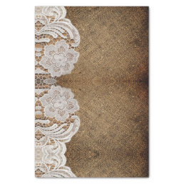bohemian rustic western country burlap and lace tissue paper