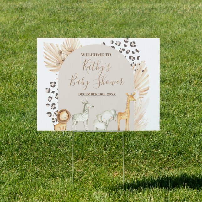 Bohemian Safari Animals Pampas Grass Welcome Sign (Insitu)