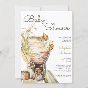 Bohemian Safari Green Pampas Boho Baby Shower Invitation