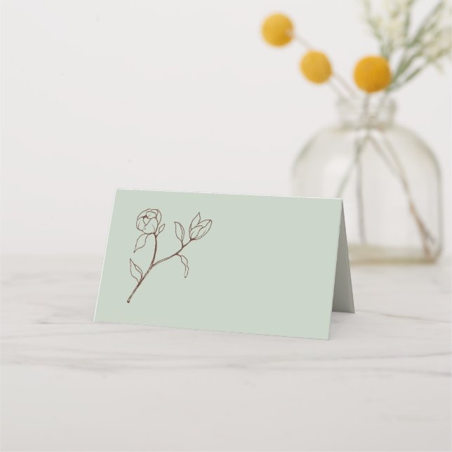 Bohemian Sage Floral Wedding Table Place Card (Front)