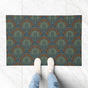 Bohemian Scallops Fan, Olive, Rust, Navy Blue Doormat