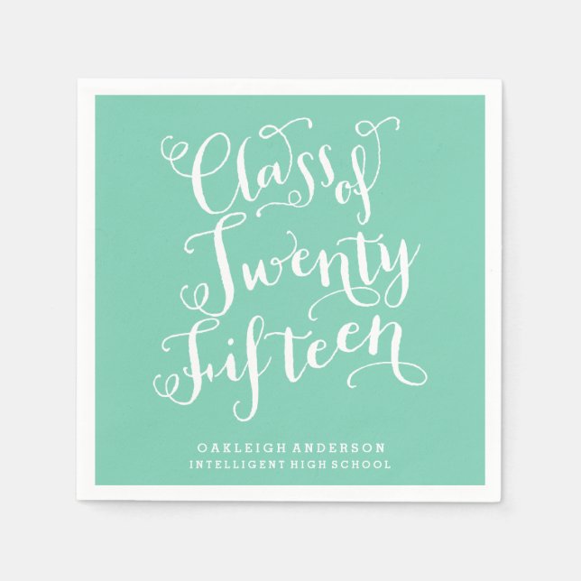 Bohemian Script in Sea Foam | Class of 2015 Napkins (Front)