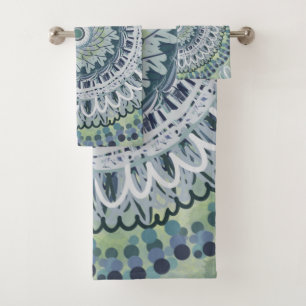 Bohemian Shabby Chic Mandala Dot Art Design Bath Towel Set