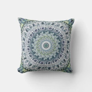 Bohemian Shabby Chic Mandala Dot Art Design Throw Pillow