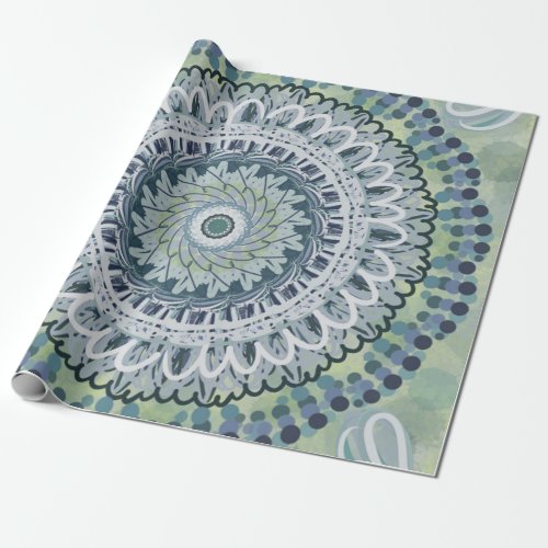 Bohemian Shabby Chic Mandala Dot Art Design Wrapping Paper
