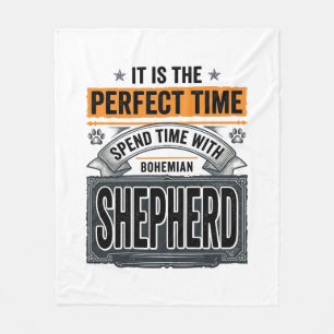 Bohemian Shepherd Vintage Dog Lover Typography Des Fleece Blanket