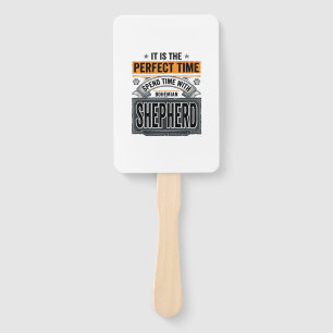Bohemian Shepherd Vintage Dog Lover Typography Des Hand Fan