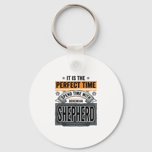 Bohemian Shepherd Vintage Dog Lover Typography Des Keychain