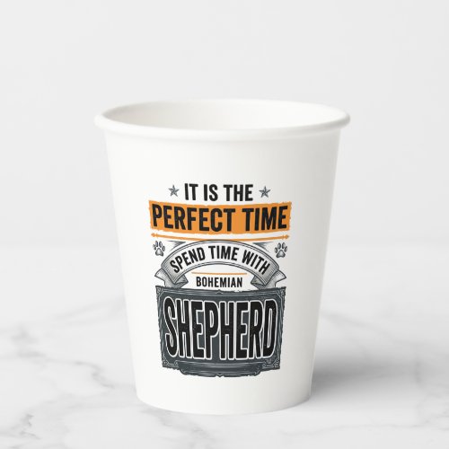 Bohemian Shepherd Vintage Dog Lover Typography Des Paper Cups