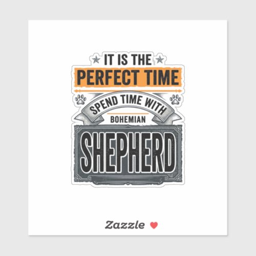 Bohemian Shepherd Vintage Dog Lover Typography Des Sticker