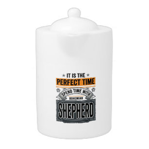 Bohemian Shepherd Vintage Dog Lover Typography Des Teapot