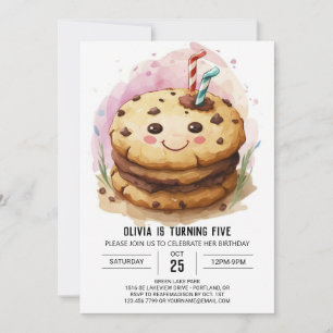 Bohemian Simple Girly Cookies Birthday Invitation