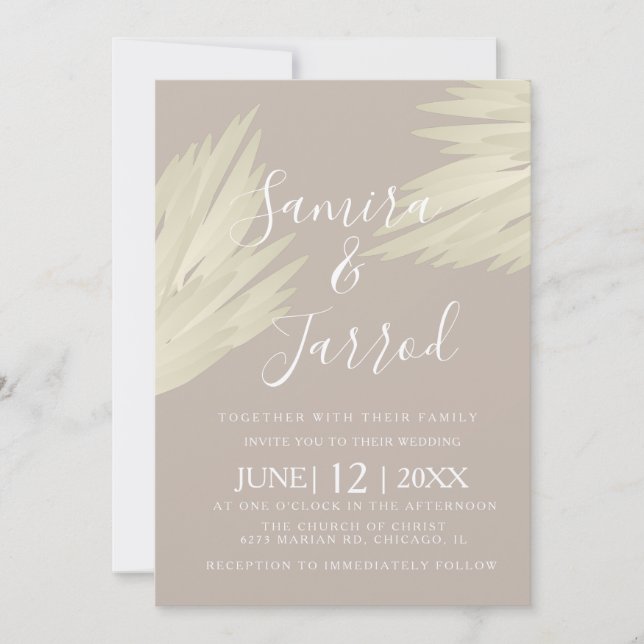 Bohemian Simple Pampas Wedding Invitation (Front)