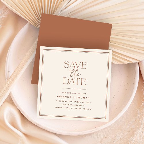 Bohemian Simple Terracotta Save the Date