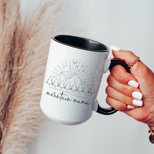 Bohemian Sketched Outdoors Mountain Mama Mug