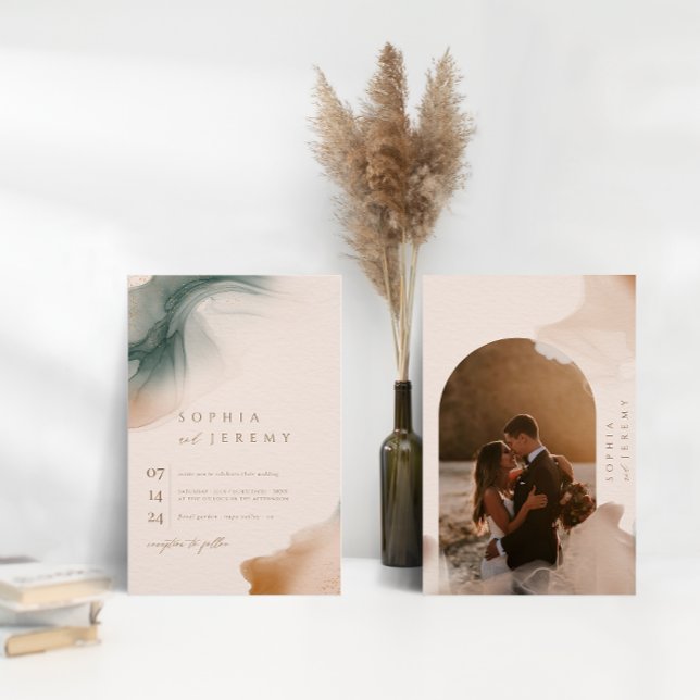 Bohemian Soft Natural Pastel Photo Arch Wedding Invitation (Creator Uploaded)