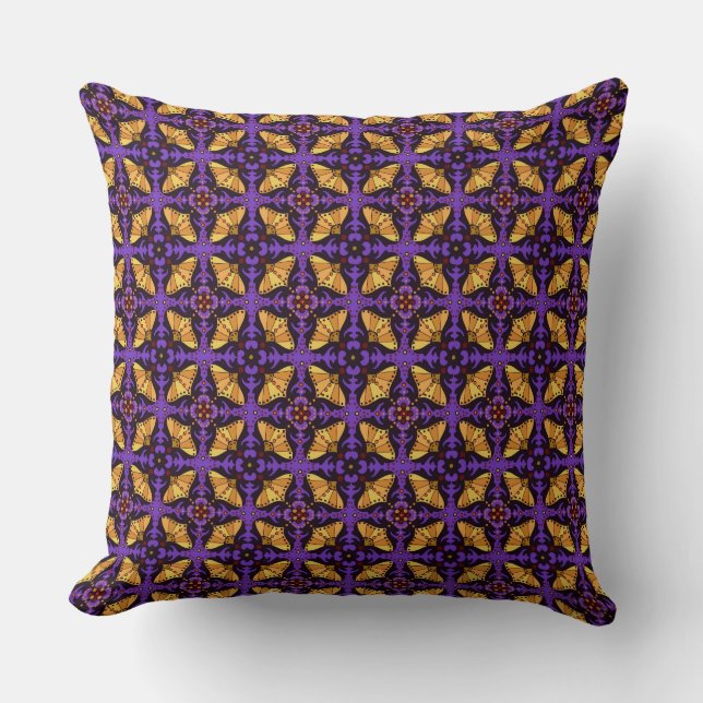 Bohemian Spirit | Dark Purple and Gold Pattern Throw Pillow (Front)