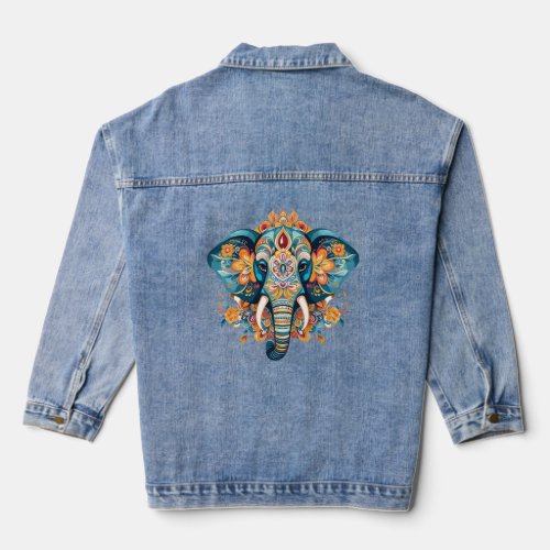 Bohemian Style Elephant Denim Jacket