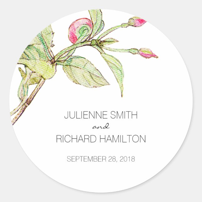 Bohemian Style Floral Wedding Favor Sticker (Front)