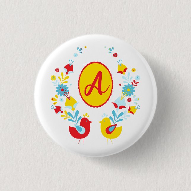 Bohemian Style Monogram  Button (Front)