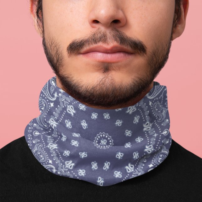 Bohemian Style Navy Blue & White Paisley Bandana (Creator Uploaded)