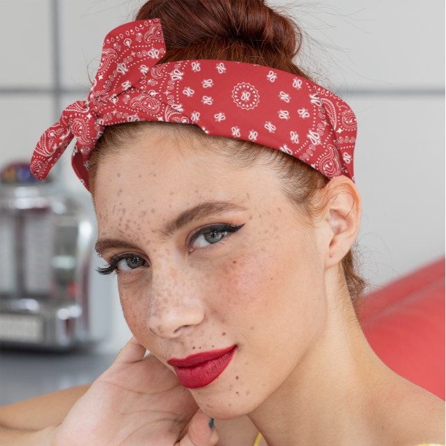 Bohemian Style Red & White Paisley Bandana (Creator Uploaded)
