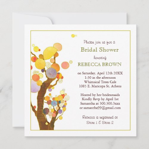 Whimsical Trees Modern Bridal Shower Invitations