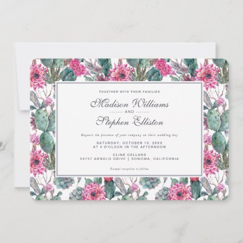 Bohemian Succulent  Floral _ Wedding Invitation