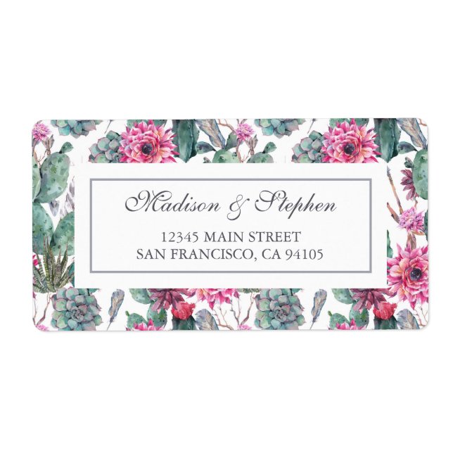 Bohemian Succulent & Floral -  Wedding Label (Front)