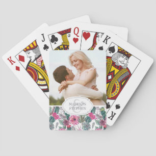 Bohemian Succulent & Floral - Wedding Photo Poker Cards