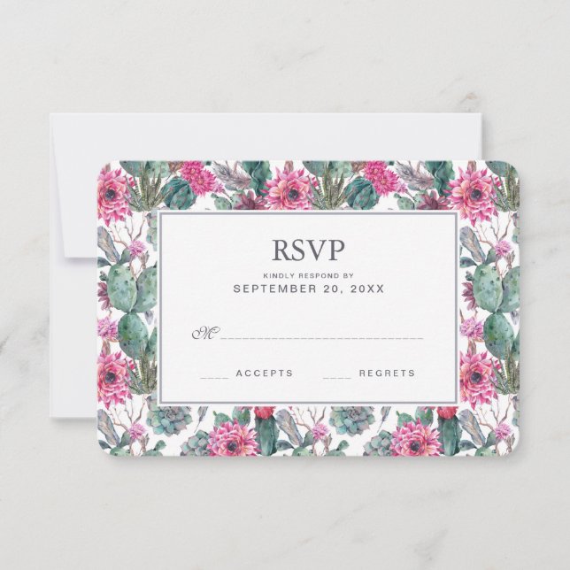 Bohemian Succulent & Floral - Wedding RSVP (Front)