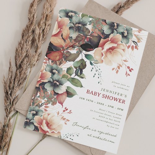 Bohemian Summer Garden Floral Baby Shower Party Invitation