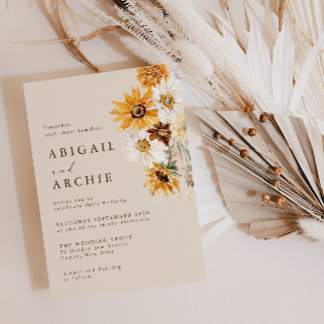 Bohemian Sunflower Wedding Invitation