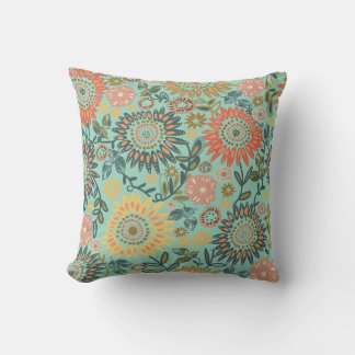Bohemian Sunflowers Throw Pillow