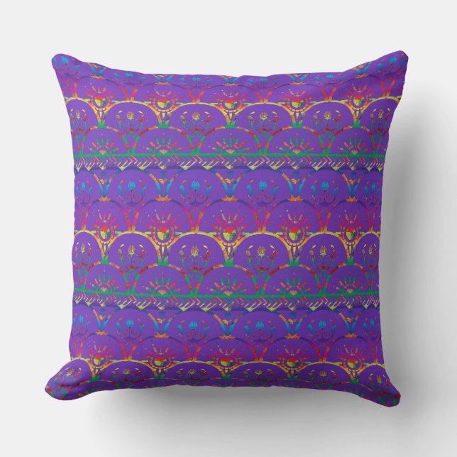 Bohemian Sunrise | Beautiful Purple Pattern Throw Pillow (Front)