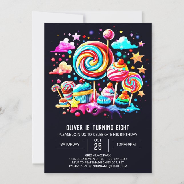 Bohemian Sweet Candyland Birthday Invitation (Front)