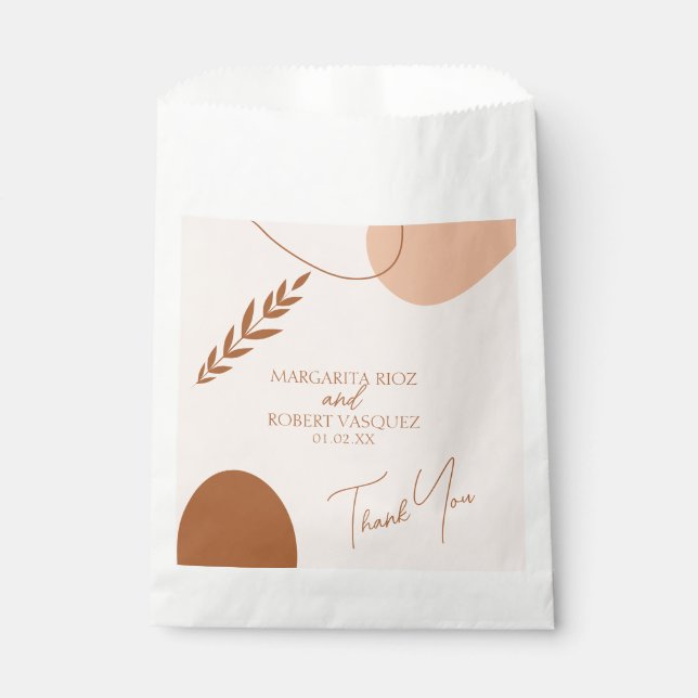 Bohemian Tan Brown Wedding Couples Thank You  Favor Bag (Front)