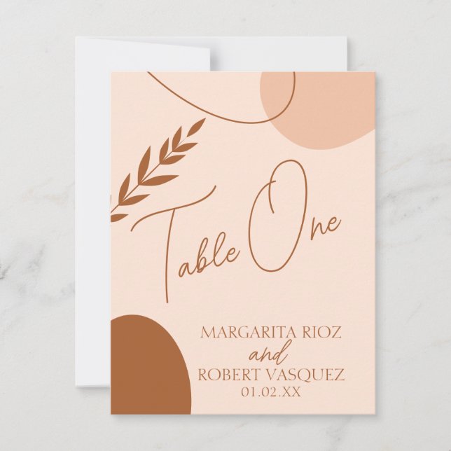 Bohemian Tan Brown Wedding Table Seating Invitation (Front)
