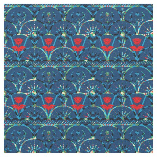 Bohemian Tapestry Pattern, Dark Teal Fabric