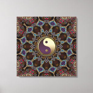 Bohemian Tapestry Yin Yang Wrapped Canvas Print