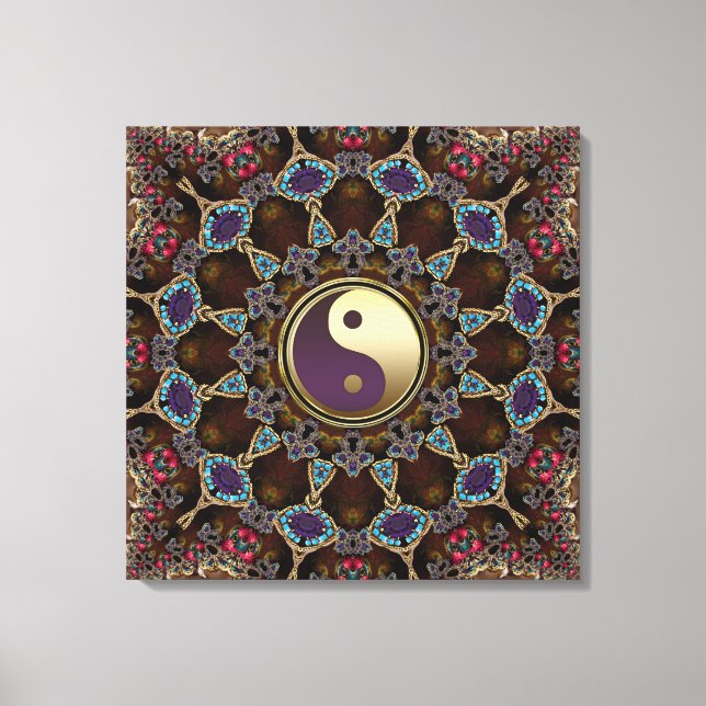 Bohemian Tapestry Yin Yang Wrapped Canvas Print (Front)