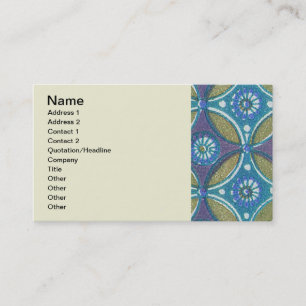 Bohemian Teal and Purple Mosaic Floral Pattern Business Card