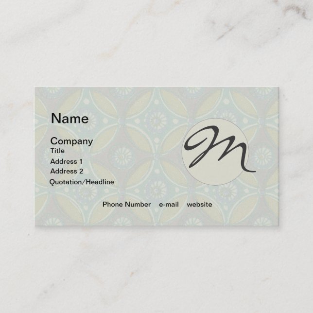 Bohemian Teal and Purple Mosaic Floral Pattern Business Card (Front)