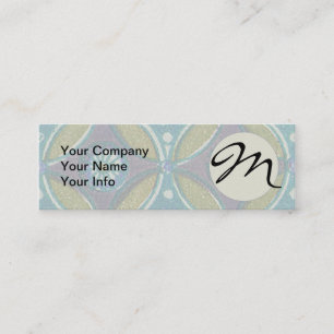 Bohemian Teal and Purple Mosaic Floral Pattern Mini Business Card