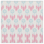 Bohemian Teal Pink Beaded Dreamcatcher Chevron Fabric