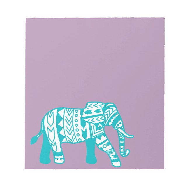 Bohemian Teal Tribal Elephant Notepad (Front)
