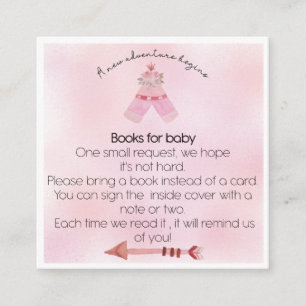 Bohemian teepee Books for baby insert shower card