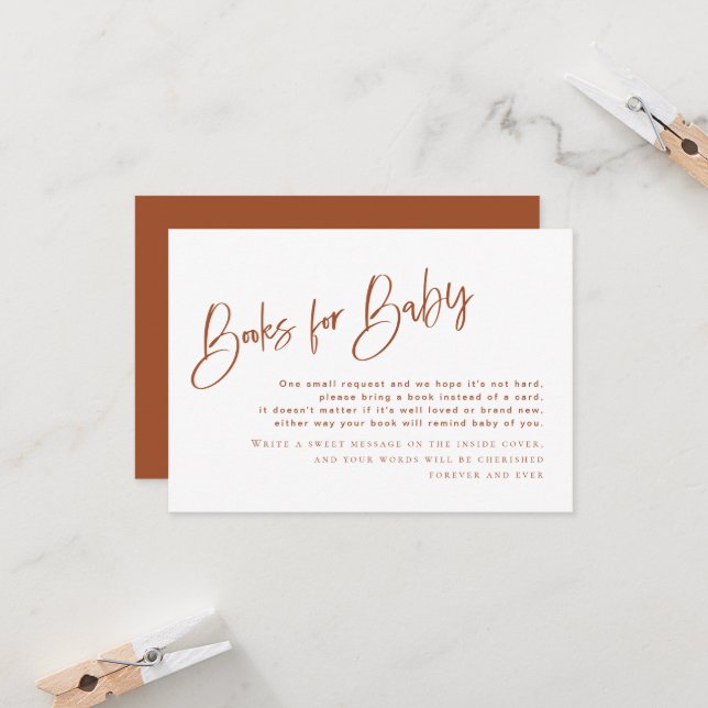 Bohemian Terracotta Baby Shower Books for Baby (Front/Back In Situ)