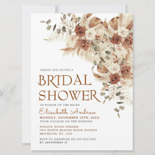 Bohemian Terracotta Boho Autumn Bridal Shower Invitation