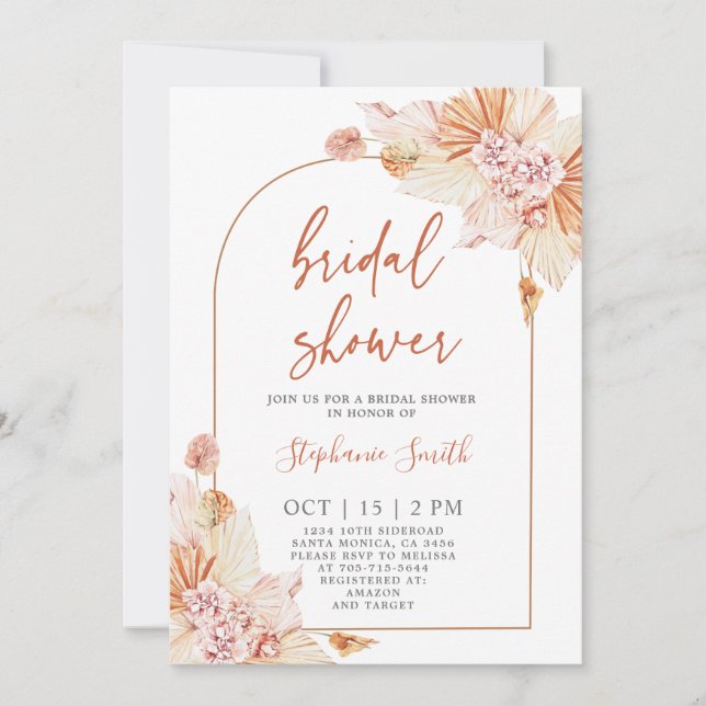 Bohemian Terracotta Bridal Shower Invitation (Front)